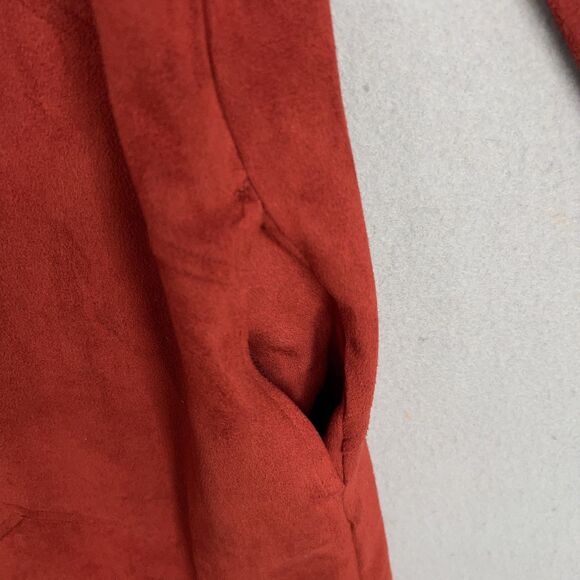 Soft Surroundings Sweater Womens Medium Red Faux Suede Tunic Pockets Cozy Fall - Picture 6 of 14